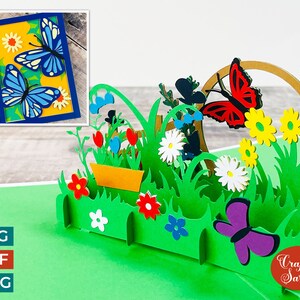 Schmetterlinge Popout-Karte SVG | Frühlingsgrüße Kartenschnittdatei