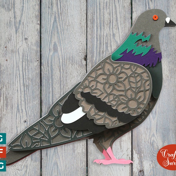 Pigeon SVG | Layered Rock Pigeon Bird Cutting File