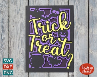 Trick or Treat Card SVG | Layered Halloween Greetings Card
