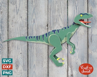 Raptor SVG | Geschichtete Velociraptor Dinosaurier Plotterdatei
