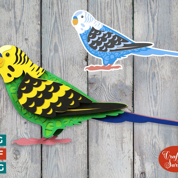 Budgie SVG | Layered 3D Budgerigar Bird Cutting File