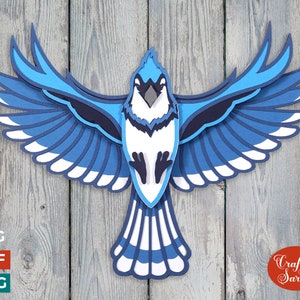 Gaio-azul em voo SVG | Gaio-azul 3D SVG