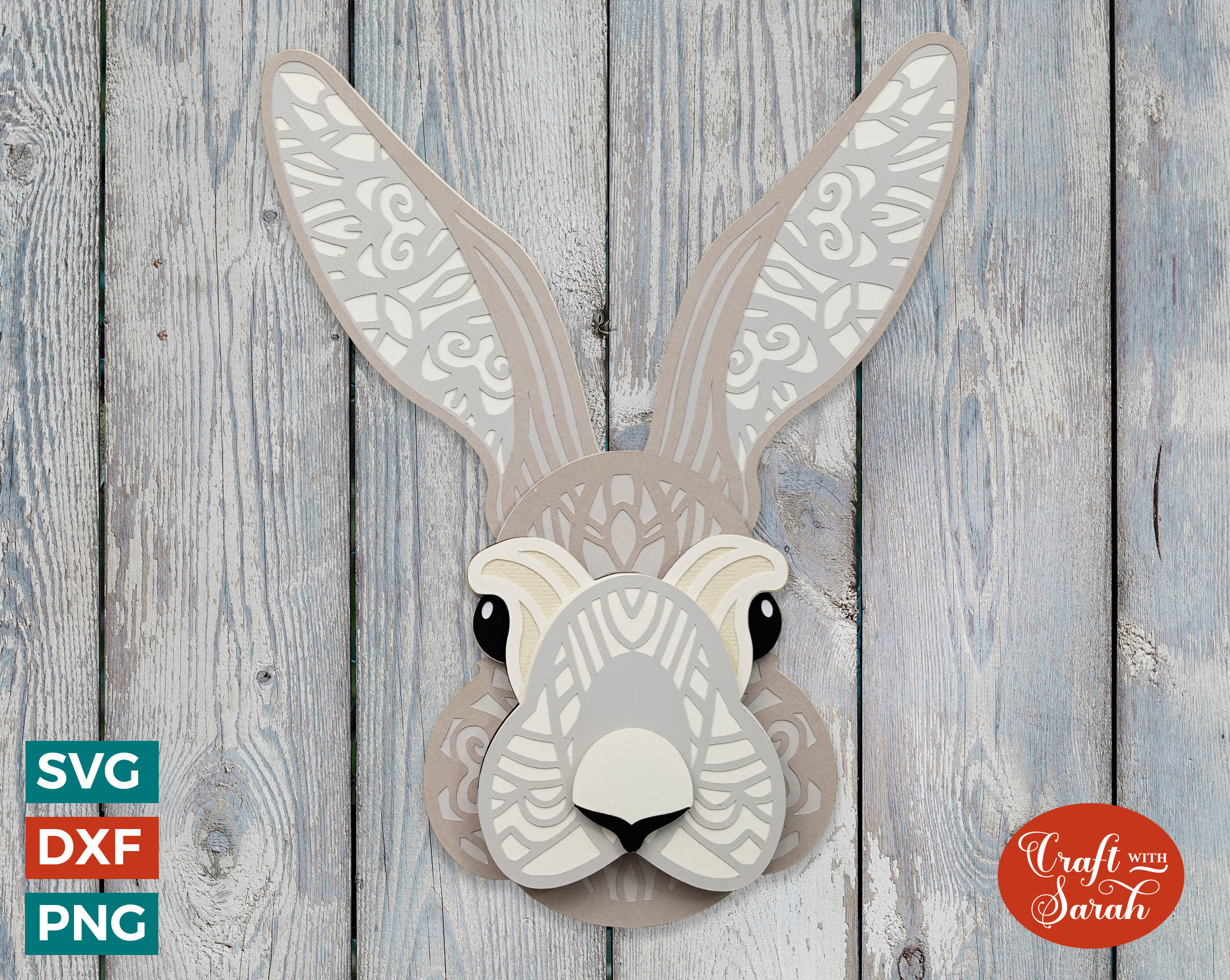 Mandala Rabbit Head SVG | 3D Easter Bunny SVG - Etsy
