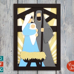 Mary & Joseph Karte SVG | Geschichtete Krippe Weihnachtskarten-Schnitt-Datei