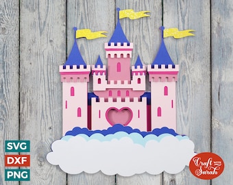 Pink Princess Castle SVG | Layered Princess Castle Cutting File