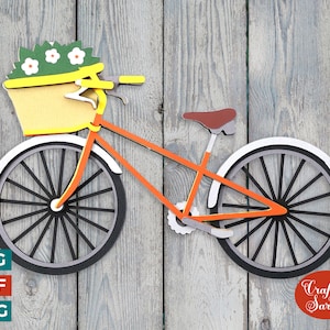 Bicicleta SVG | Arquivo de corte de bicicleta em camadas 3D com cesta