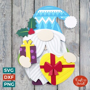 Gnomo de regalo navideño SVG / Archivos de corte de regalo festivo masculino Gonk
