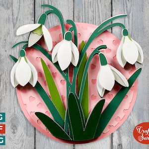 File SVG bucaneve / File di taglio di fiori di bucaneve primaverili a strati