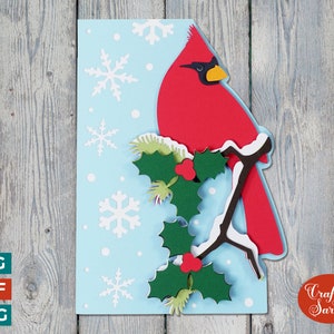 Kardinaal wenskaart SVG | Kerstkaart zijrand