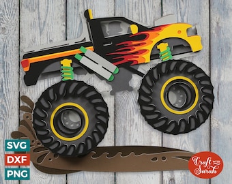 Monster Truck SVG File | Layered Monster Truck Cutting File