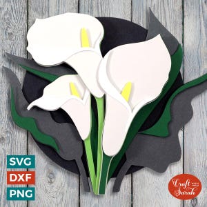 Lírios de Calla SVG | Arquivo de corte de flor de lírio em camadas