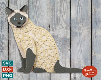 Siamesisk katt lager SVG | Lager Siamesisk katt klippfil