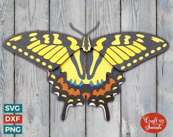 Tiger Swallowtail Butterfly SVG | Layered Insect Cutting File