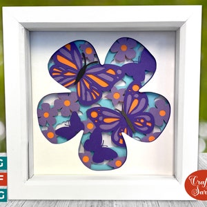 Fleur Silhouette Shadow Box Fichier SVG | Fichier de découpe de fleurs de printemps en couches