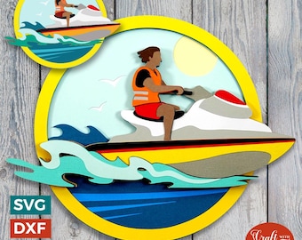 Jet Ski SVG / File di taglio per sport acquatici maschili e femminili