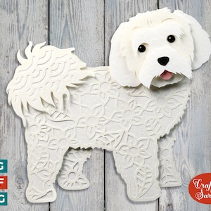 Maltese hond SVG | Gelaagd Maltees hondenknipbestand