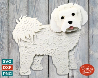 Maltese Dog SVG | Layered Maltese Dog Cutting File