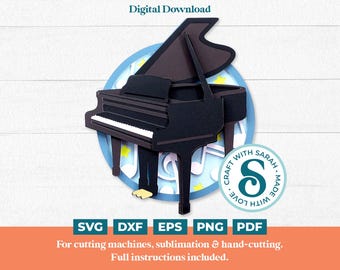 Piano-SVG | Gelaagde uitgesneden vleugelbestanden