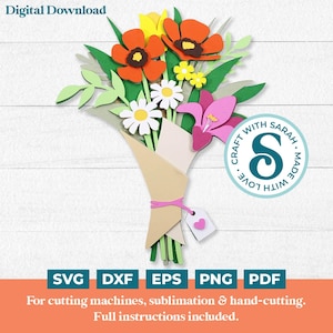 Boeket bloemen SVG | Gelaagd 3D-snijbestand voor bloemen