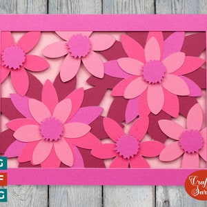 Carte de voeux fleurs roses SVG | Carte Fleurs superposées