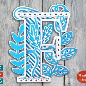 Alfabeto 3D con la letra F SVG para Cricut, monograma F SVG 3D