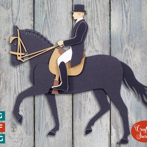 Archivo SVG de jinete de doma / Archivo de corte de caballo y jinete en capas