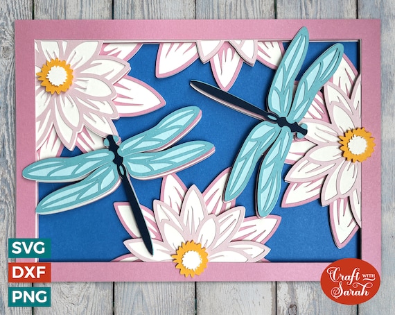Dragonflies & Water Lily Greetings Card Cutting File