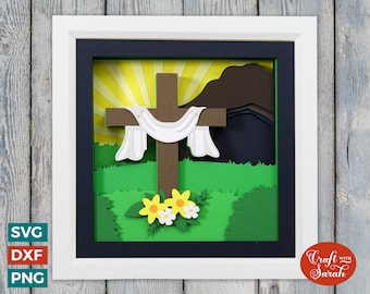 Easter Cross SVG | Cross & Cave Easter Shadow Box