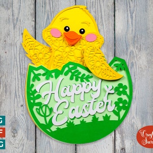 Fichier SVG poussin de Pâques | Lime à découper superposée pour poussins