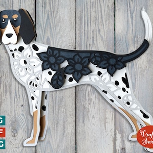 Bluetick Coonhound SVG | Layered Hound Dog Cutting File