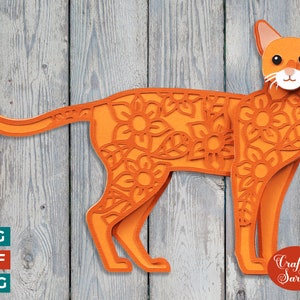 Abyssinian Cat Layered SVG | Layered Abyssinian Tabby Cat Cutting File