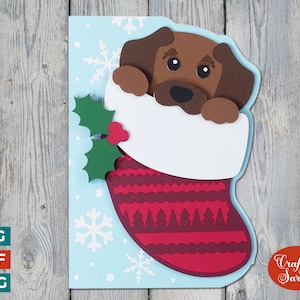 Feestelijke hondenwenskaart SVG | Kerstkaart zijrand
