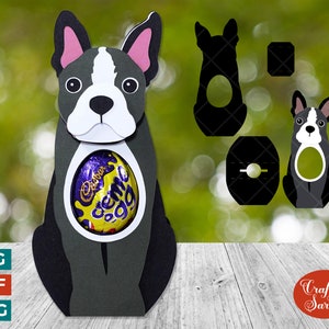 Boston Terrier Eierhalter SVG | Ostern Bosten Terrier Schokoladenei Halter
