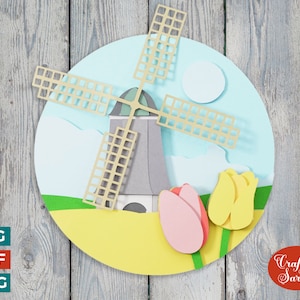 Windmill SVG | 3D Layered Windmill Scene Cutting File