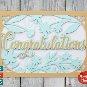 Gefeliciteerd Gold Card | Gelaagde felicitatiekaart SVG