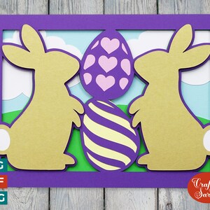 de voeux de lapins dorés | Carte de Pâques en couches SVG