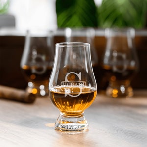 Custom Engraved Glencairn Whiskey Glass Set: Personalized Scotch Bourbon Tasting