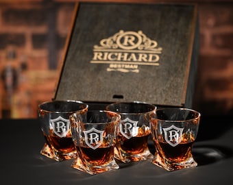 Personalized Crystal Whiskey Glasses: Etched Groomsmen Gift