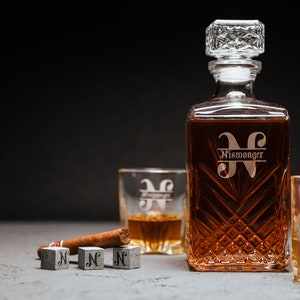 Personalized Bourbon Glasses Set Engraved Bourbon Decanter Set With ...