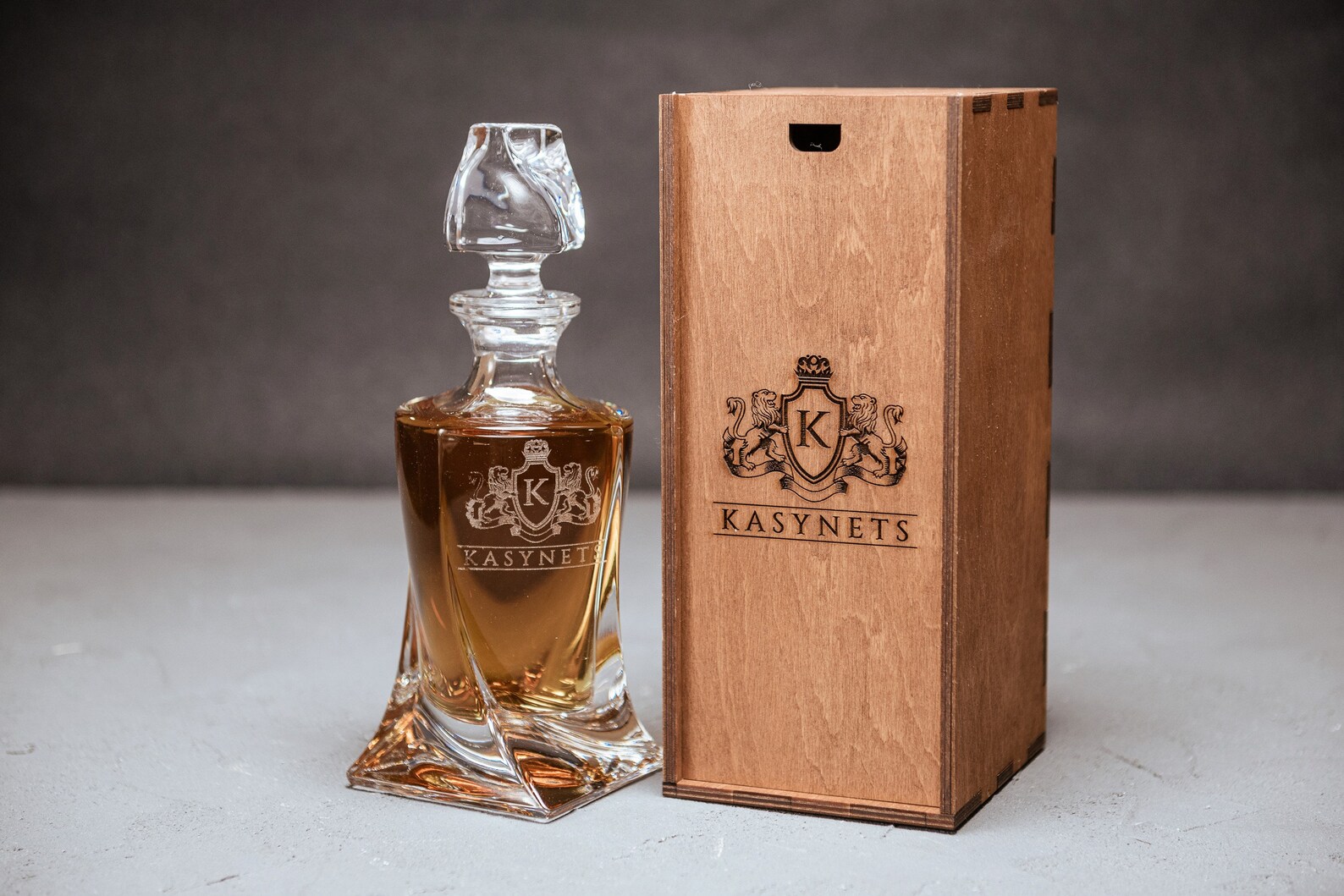 Premium Personalized Crystal Decanter Set Engraved Quadro Etsy