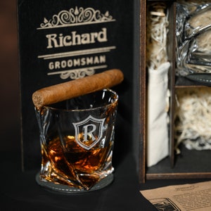 Personalized Crystal Whiskey Glasses Set, Engraved Whiskey Stones Set, Custom Whiskey Glass ...