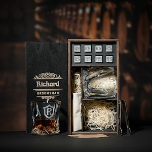 Personalized Crystal Whiskey Glasses Set, Engraved Whiskey Stones Set ...