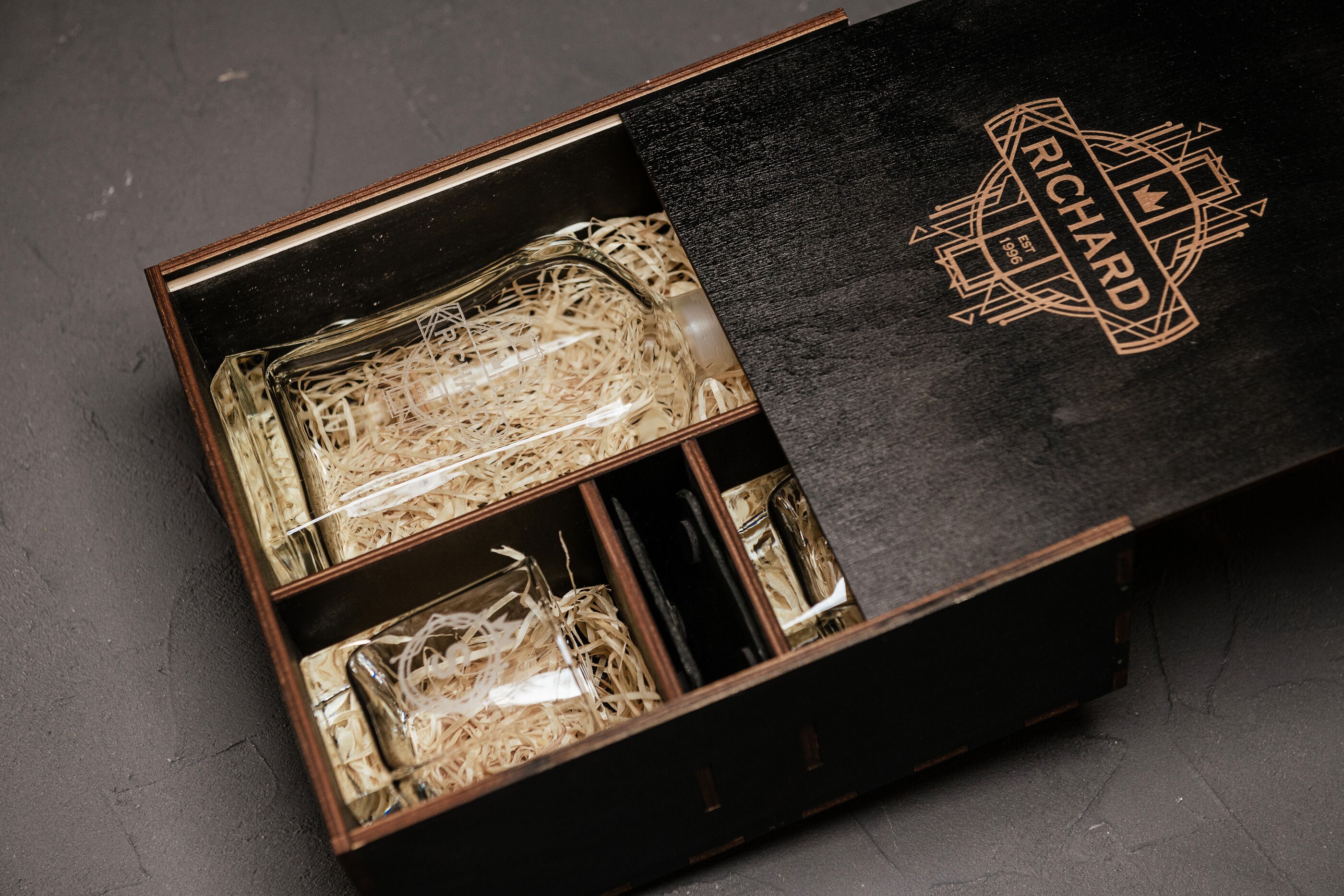 Personalized Decanter Set With Box Engraved Decanter Engraved Etsy