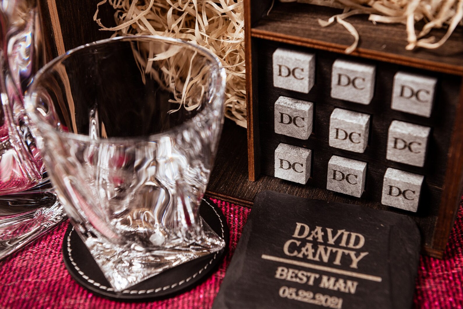 Personalized Quadro Decanter Set With Whiskey Stones. Engraved Etsy