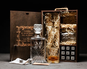 Ensemble de verres à whisky personnalisés - Ensemble de carafe gravée avec pierres à whisky - Excellent cadeau pour lui, cadeau d'anniversaire, cadeau d'anniversaire