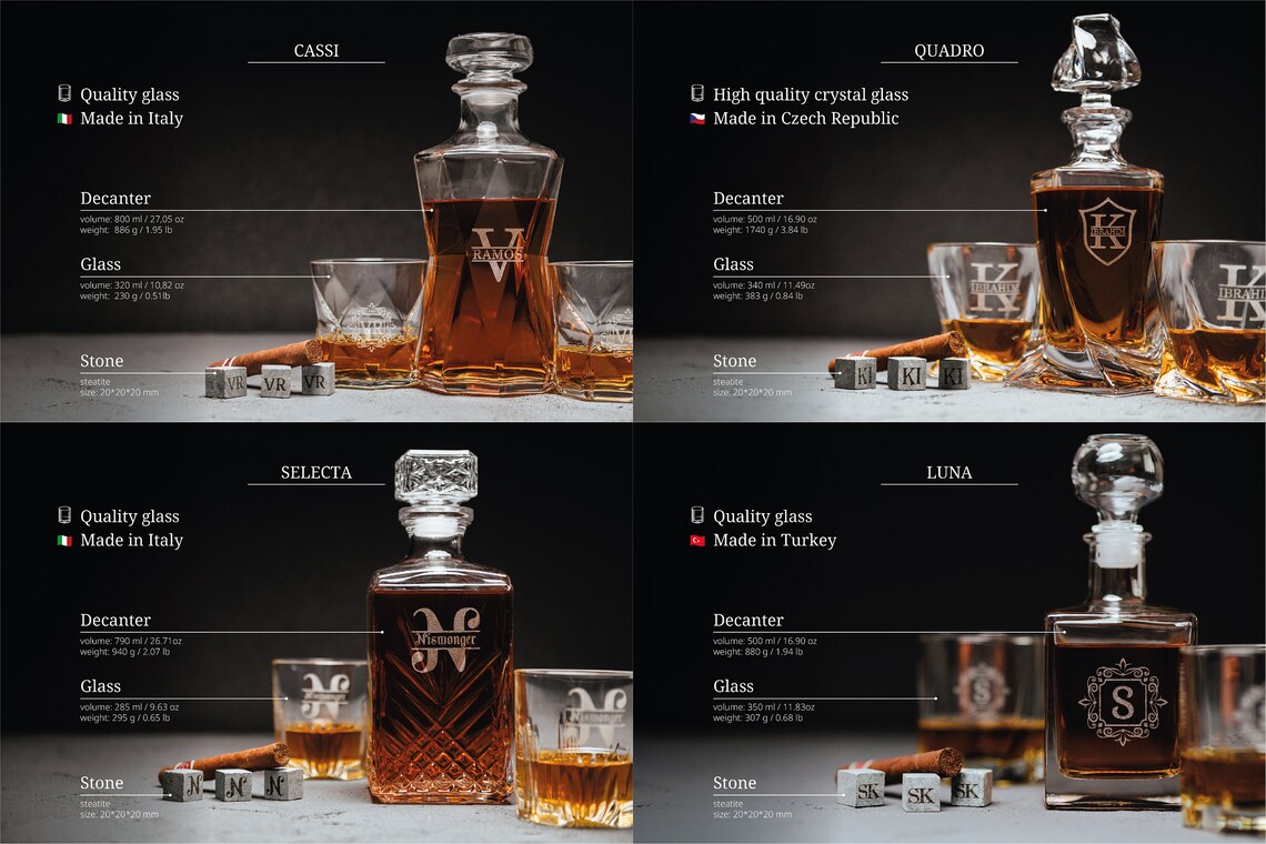 Vintage Premium Whiskey Glasses Decanter Set Serving Set for Etsy