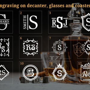 Personalized Whiskey Glases Set Engraved Decanter Set with Whiskey Stones Excellent Gift for Him, Birthday Gift, Anniversary Gift image 9