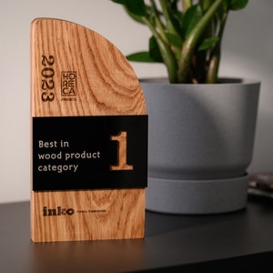 Personalized Recognition Award, Modern Custom Wooden Trophy, Stylish Office Award - Excellent Gift for Business Partner