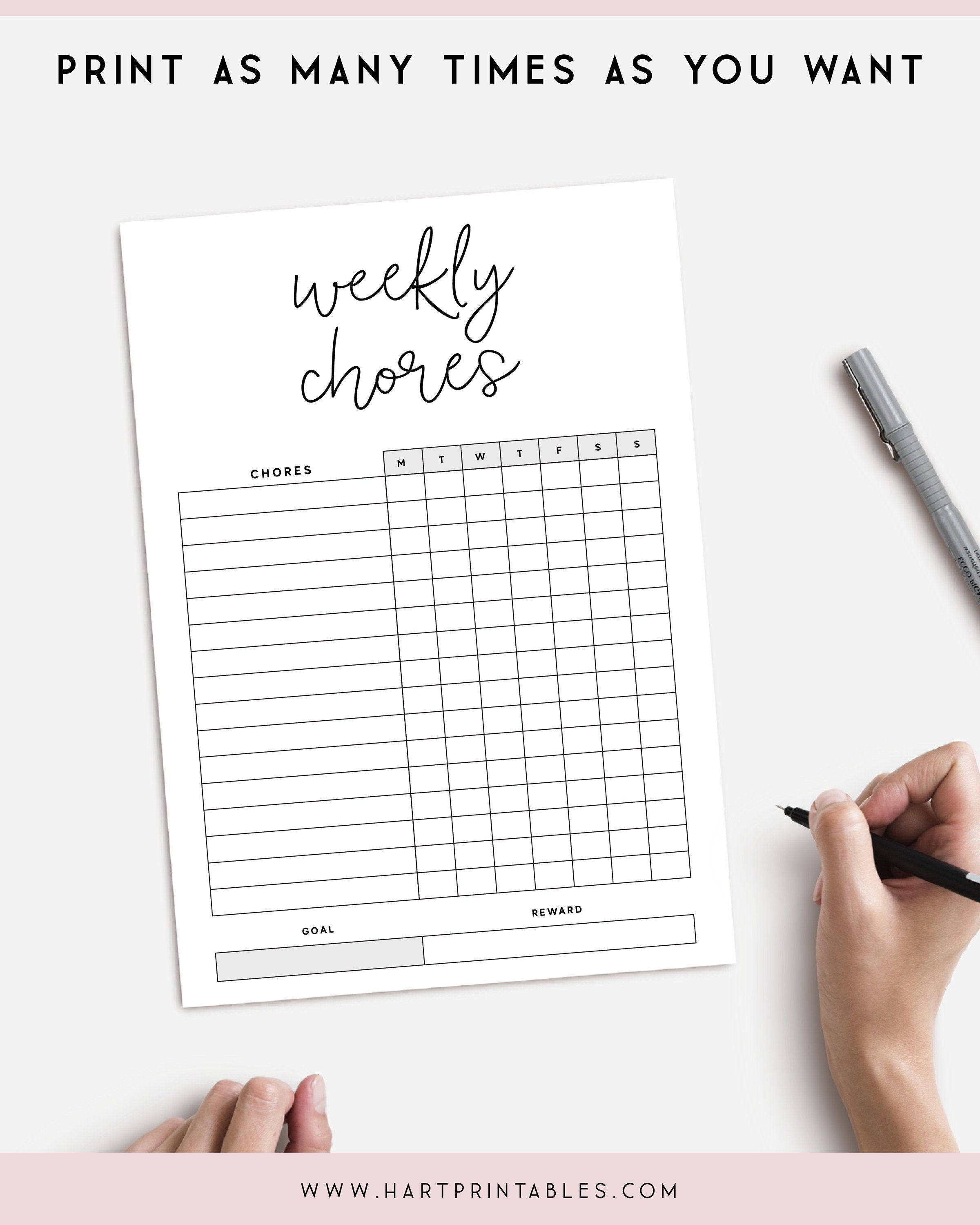 Kids Chore Chart PRINTABLE Chore Chart A4 Chore Routine | Etsy