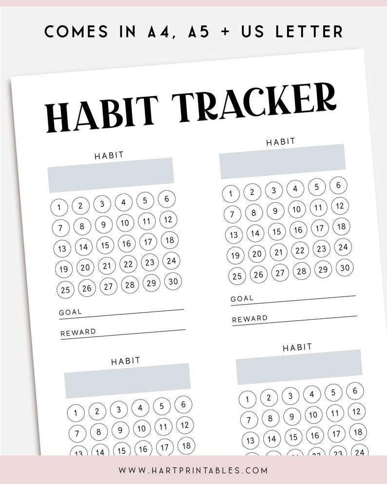 Habit Tracker Template Printable Habit Chart A Daily Habit Etsy India